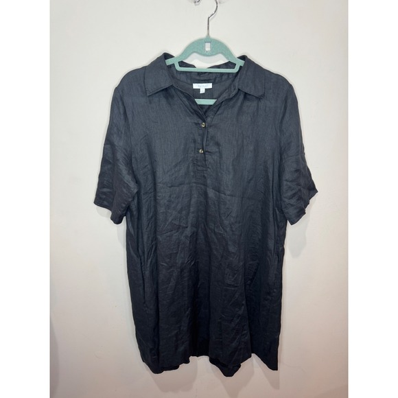 Johnny Was Dresses & Skirts - Calme by Johnny Was Black Linen Shirt Dress Sz M Lagenlook